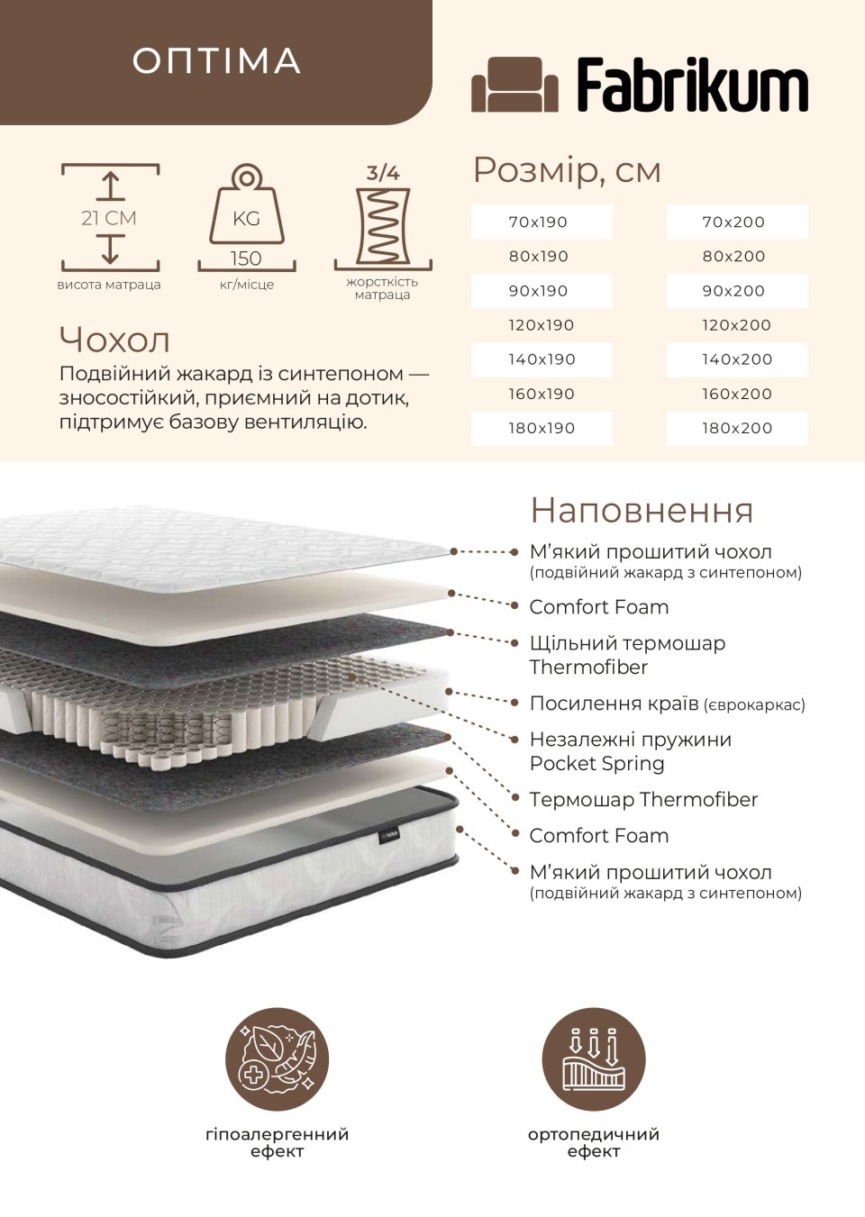 Ортопедичний матрац «Оптіма»