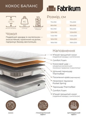 Ортопедичний матрац «Кокос-Баланс»