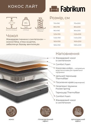 Ортопедичний матрац “Кокос-Лайт”