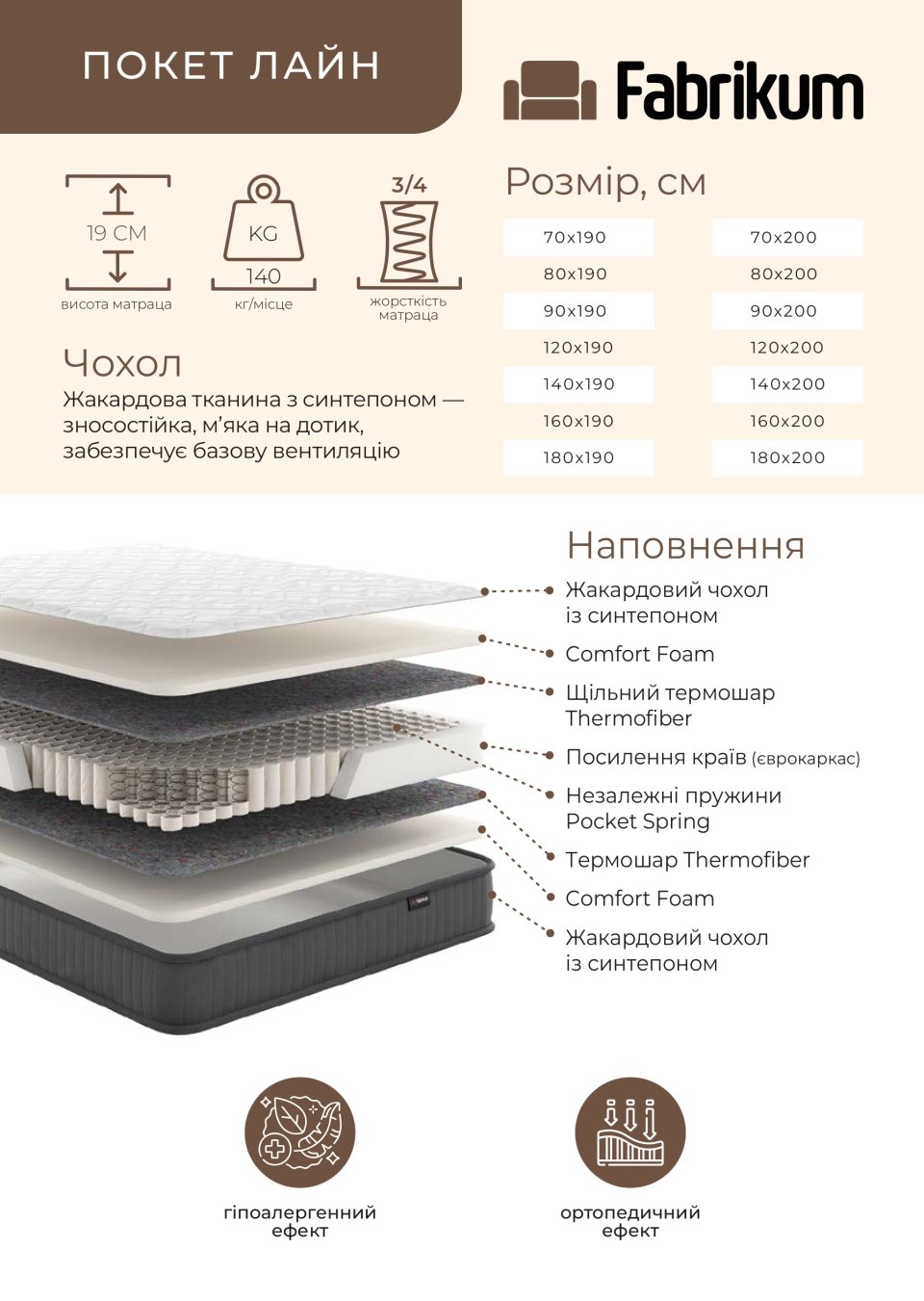 Ортопедичний матрац “Покет Лайн”